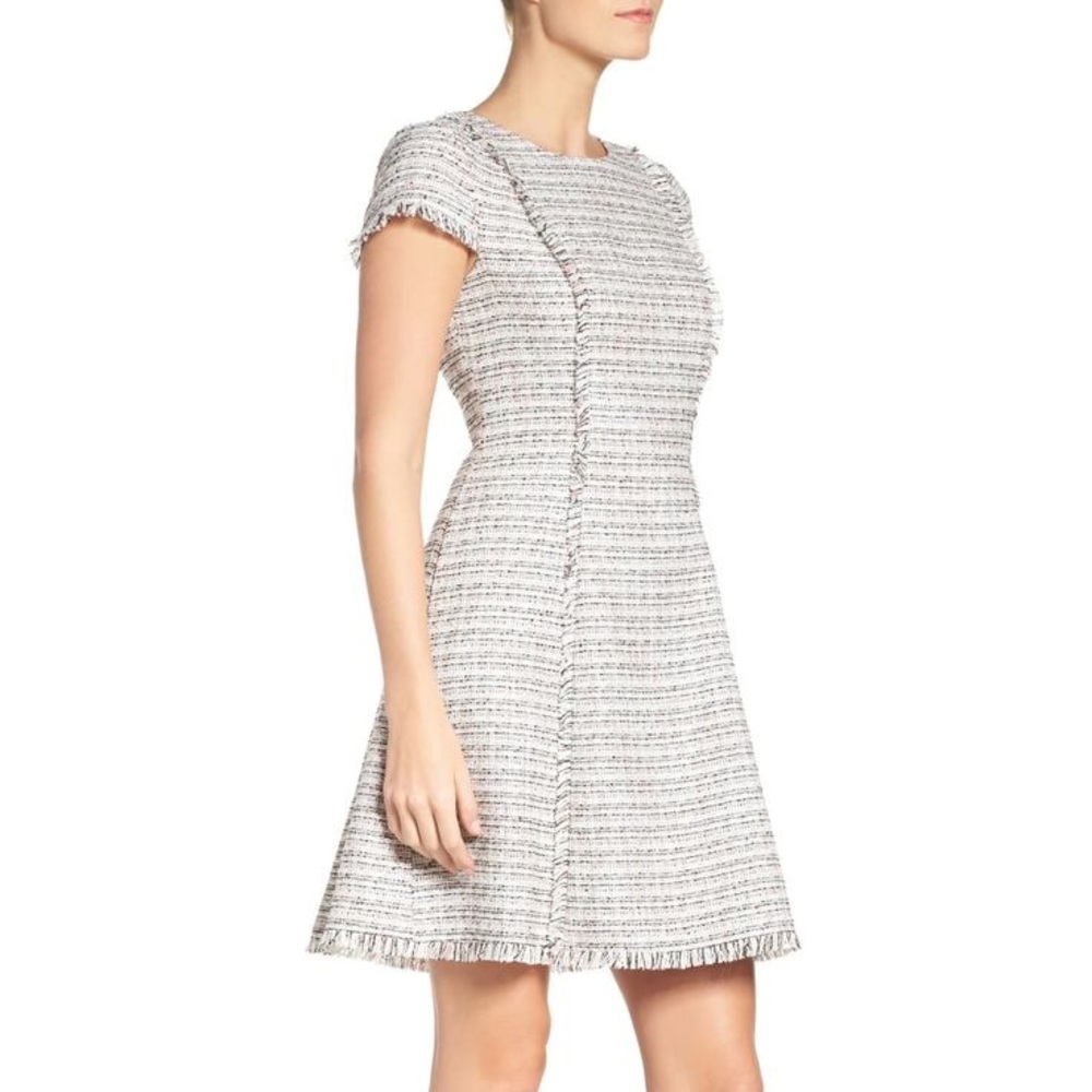 Black & a white Tweed ELIZA J cap sleeve dress (Nordstrom)